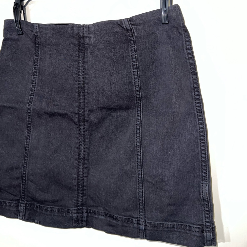 Free People Black Jean Mini Skirt